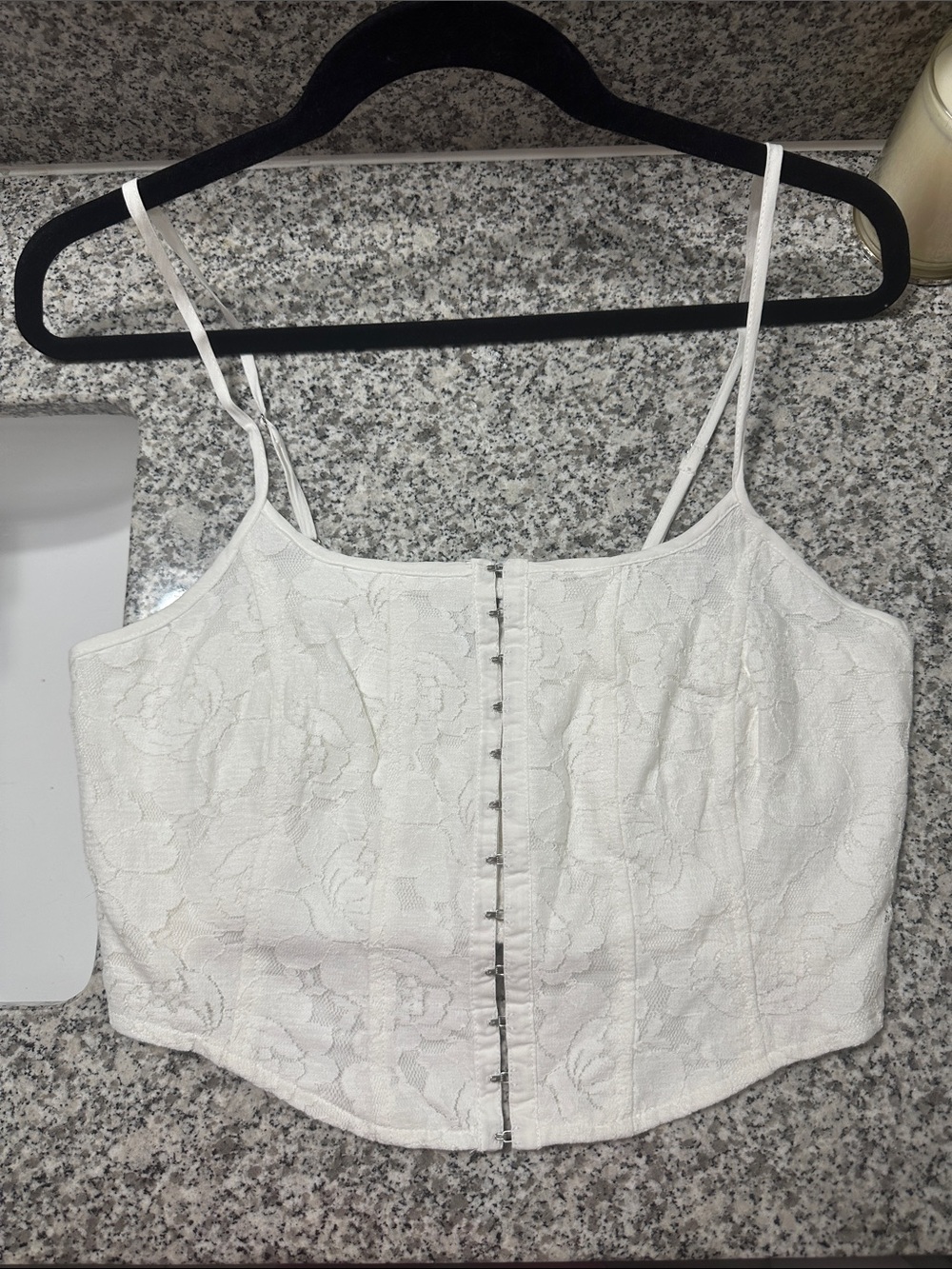 White Lace Corset Eyelet Cami Top